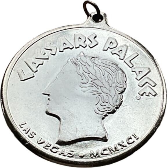 Caesars Palace Las Vegas Silver Metal Token Charm Pendant - Picture 1 of 4